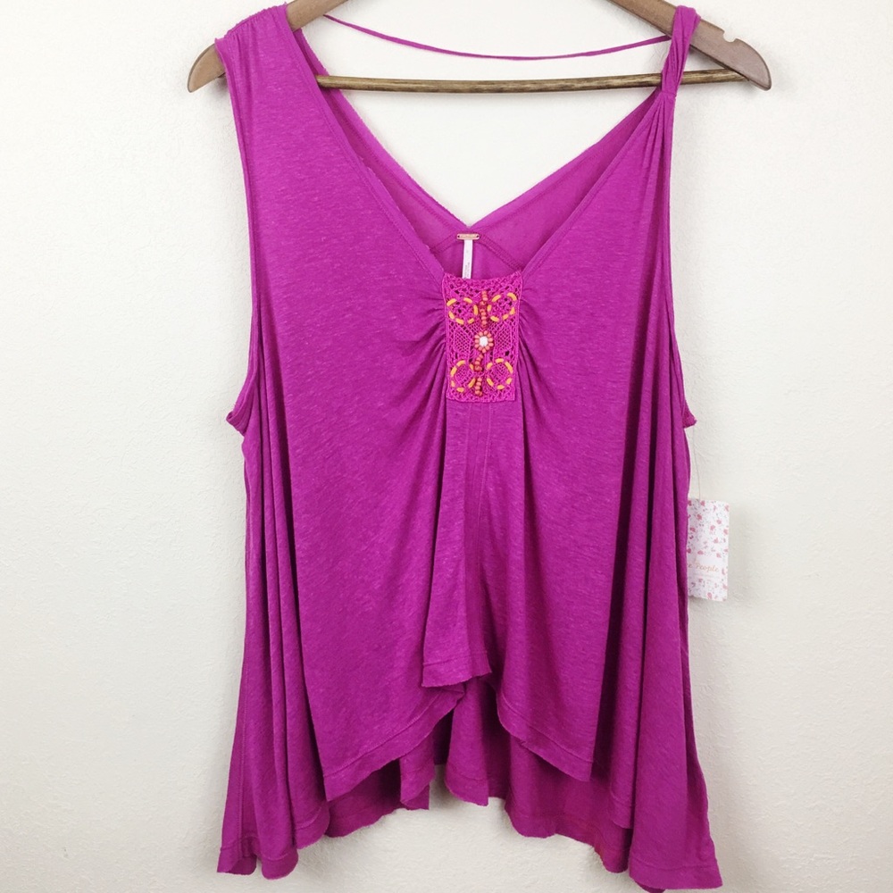 Free People NWT New Vibes Tank Asymmetric Pink
